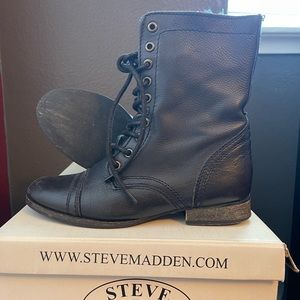 Steven Madden “Troopa” Black Leather Combat Boots
